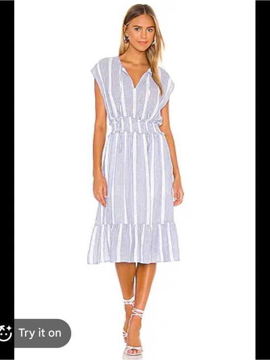 Rails Dresses & Skirts - Rails Ashlyn Levanzo Blue and WhiteStriped V-Neck Midi Dress Size Small